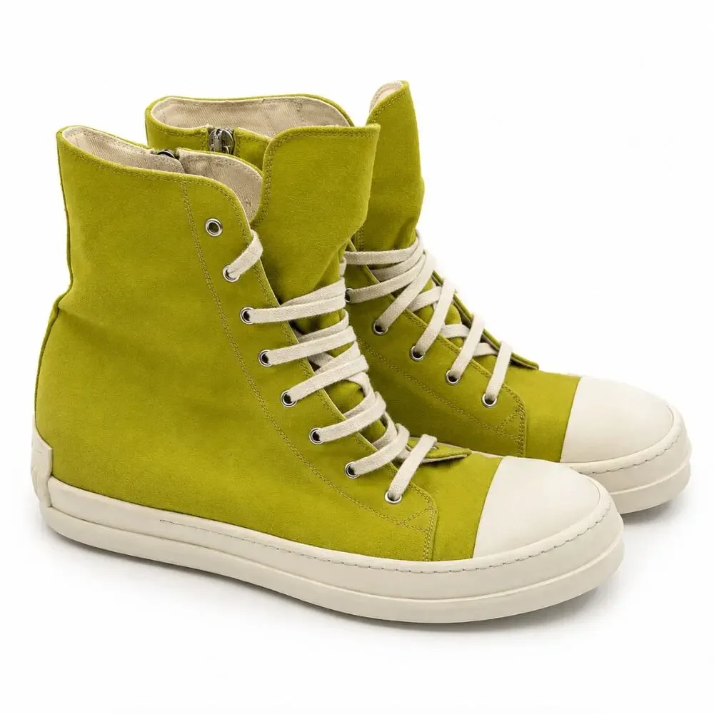 RICK OWENS DRKSHDW High Sneakers Ramones Canvas Acid Milk Sz 45/US 12 $1090